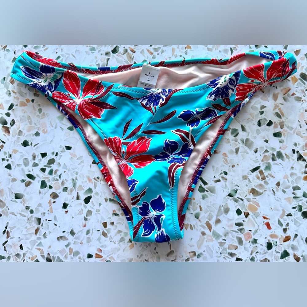 Blue Red Hawaiian Floral Bikini Bottom Unbranded Large